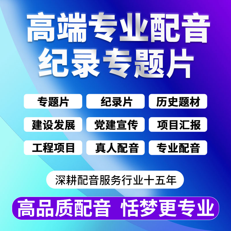 高端配音公司企业纪录专题城市党建设宣传片工作汇报总结视频配音 本地化生活服务 广告/多媒体配音 原图主图