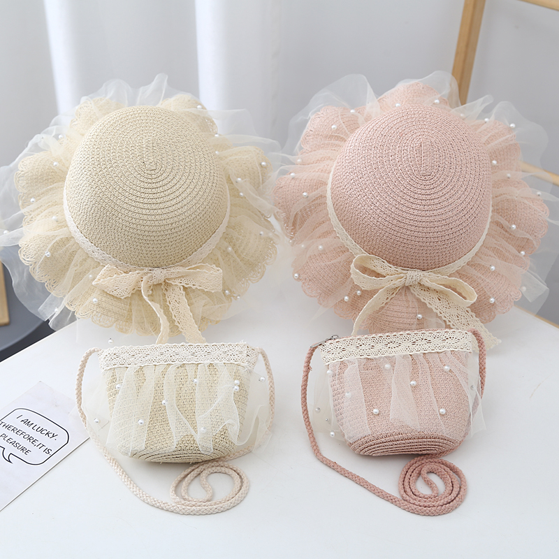 超仙儿童草帽女童女宝亲子母女大檐遮阳帽草编透气防晒帽女孩度假