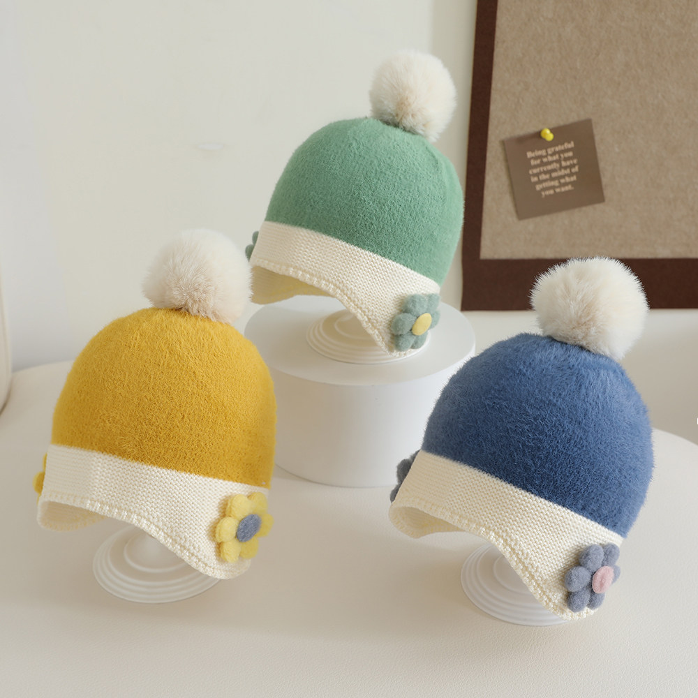 宝宝帽子春秋季男童女童可爱呆萌针织护耳帽小童冬天保暖套头帽潮