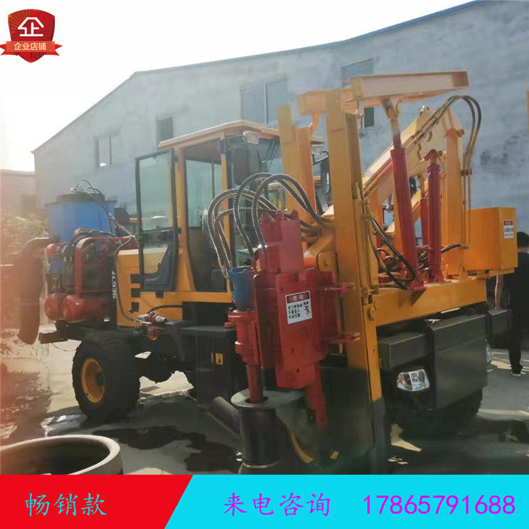 高速公路地基波形护栏打桩机建筑工程大型装载钻孔打拔一体打桩机