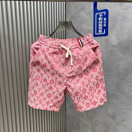 夏季新款潮男痞帅抽绳短裤牛仔布修身五分裤欧货满印透气薄款个性