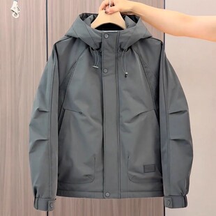 外套夹棉夹克保暖连帽防风二棉工装 棉服男款 棉衣宽松 新款 2025冬季