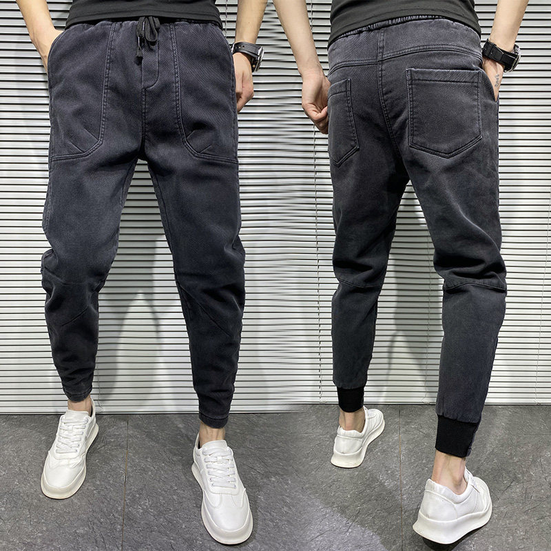 春季新款弹力牛仔裤男束脚裤修身小脚裤百搭休闲裤黑色裤子哈伦裤,男装,牛仔裤,淘宝优惠券,粉丝福利购,淘宝优惠卷