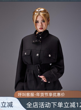 拓谷2025年秋新款韩版高级感百搭女士风衣外套大衣中长立领Q52618