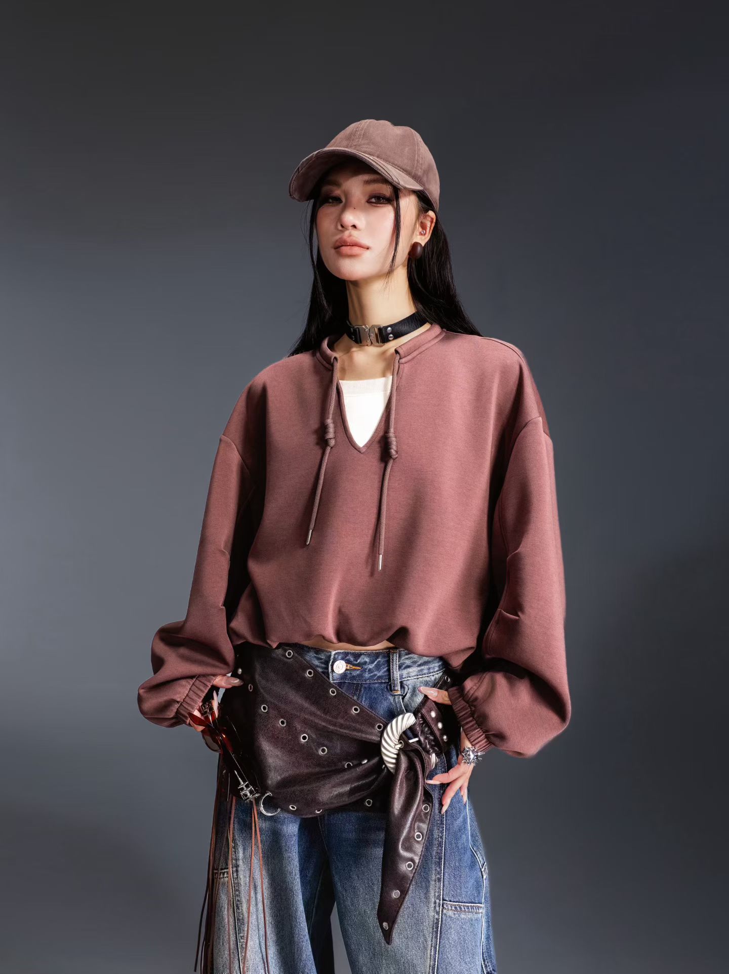 拓谷设计感假两件拼接卫衣女款秋季韩版休闲宽松显瘦上衣Q62028