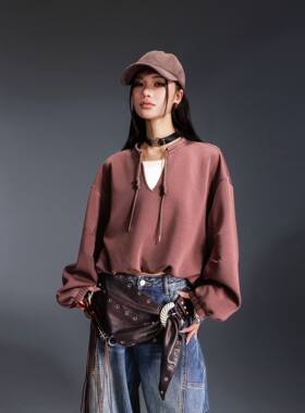 拓谷设计感假两件拼接卫衣女款秋季韩版休闲宽松显瘦上衣Q62028