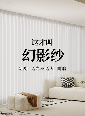 幻影纱窗帘2026新款客厅白色纱帘透光不透人卧室飘窗阳台防晒隔热