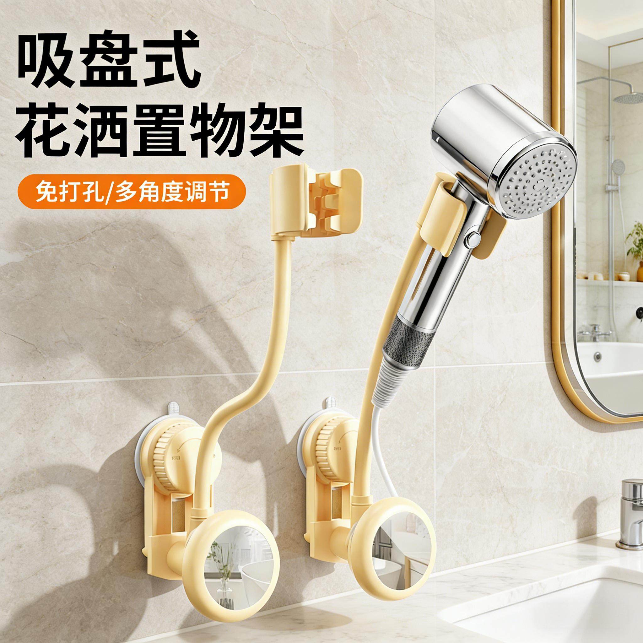 吸盘花洒支架儿童浴室洗澡淋浴喷头固定器可移动万向调节座免打孔