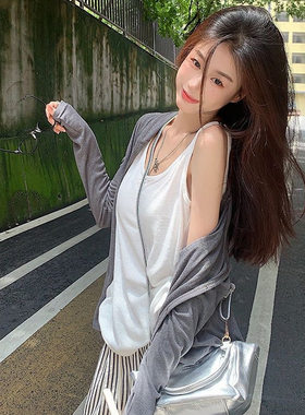 雪纺白色工字运动吊带背心女夏季外穿宽松打底无袖上衣纯色慵懒风