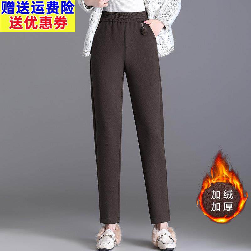妈妈冬装新款加绒加厚裤子中老年休闲长裤中年女装秋冬保暖直筒裤