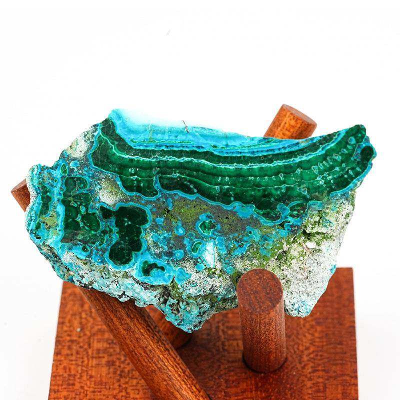 天然水晶硅孔雀石切片原石打磨矿物科普标本收藏摆件家居装饰品