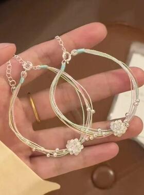 爆款莲花幻彩色手工编织手绳小众轻奢颜值手链百搭轻奢