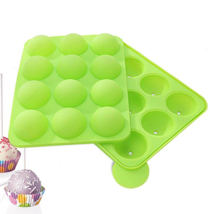 烘焙工具12连孔圆球硅胶棒棒糖模具巧克力造型模蛋糕冰格