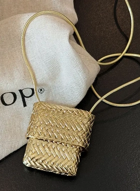 中古编织包包长款项链女2024年新款设计感毛衣链小众独特百搭配饰