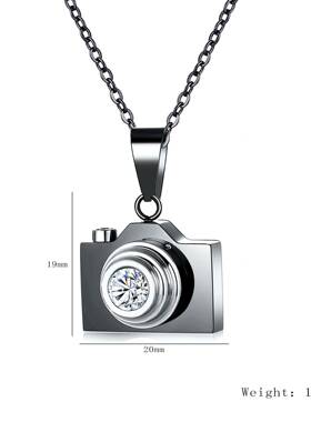 跨境热卖钢色黑色迷你相机项链街头百搭个性嘻哈男女项链