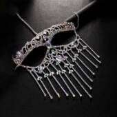 跨境新款 欧美长派对流苏面具女万圣节舞会半遮脸时尚 夸张水钻面具