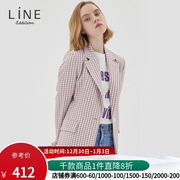 line女装新品韩版修身撞色格纹小西装外套NWJKJC0300