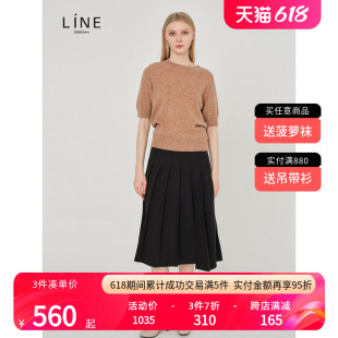 高腰百褶裙A字裙百搭半身裙NGSKNI9900 新品 秋季 LINE女装