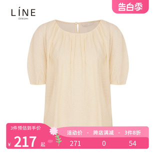 基础短袖 LINEADDITION女装 新款 AWBLLF0700 简约衬衣夏季 套头衬衫