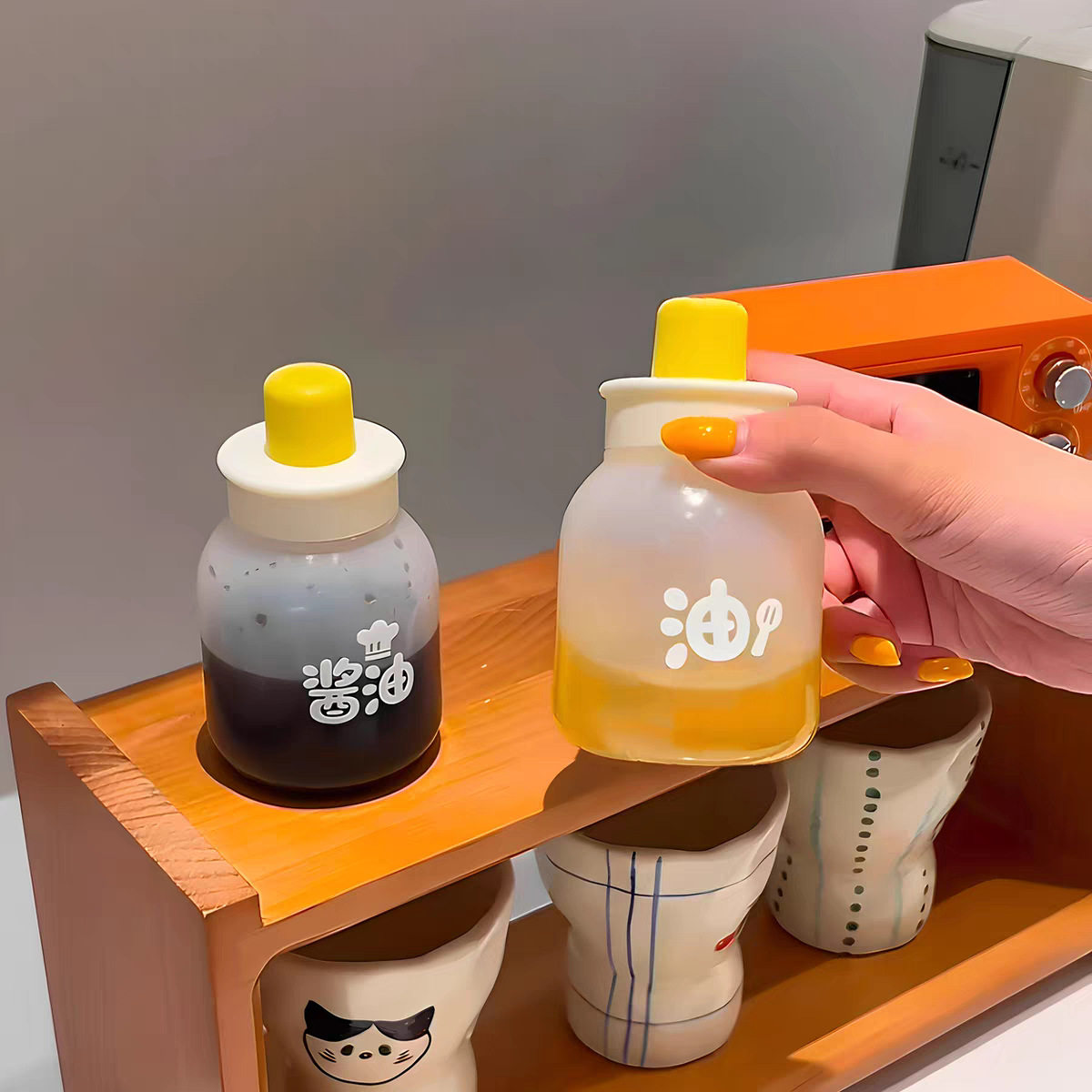 墩墩挤压迷你食品级二合一油壶