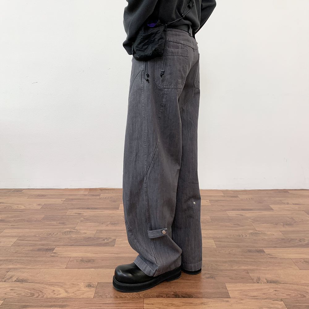 BasicMatch宽松垂感拉链牛仔长裤