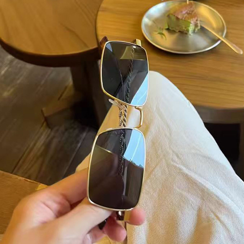 法国george melis欧美螺纹方形太阳镜新款个性太阳眼镜复古金属