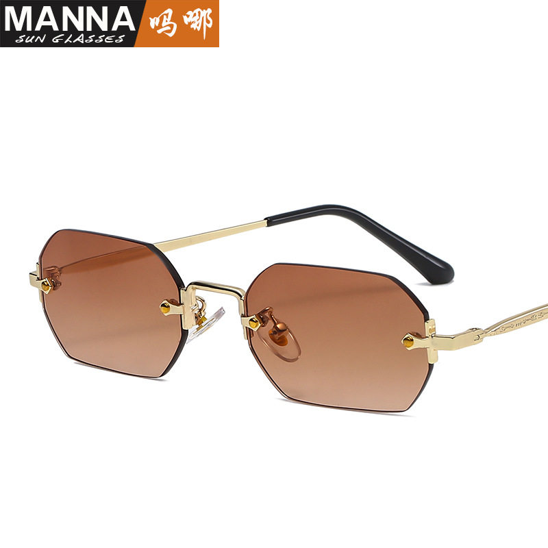 法国george melis新款复古无框多边形墨镜金属海洋片眼镜个性