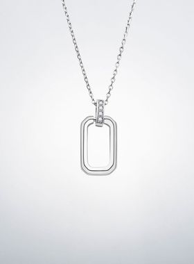 法国george melis几何方形光面吊牌项链女欧美几何小方块锁骨链