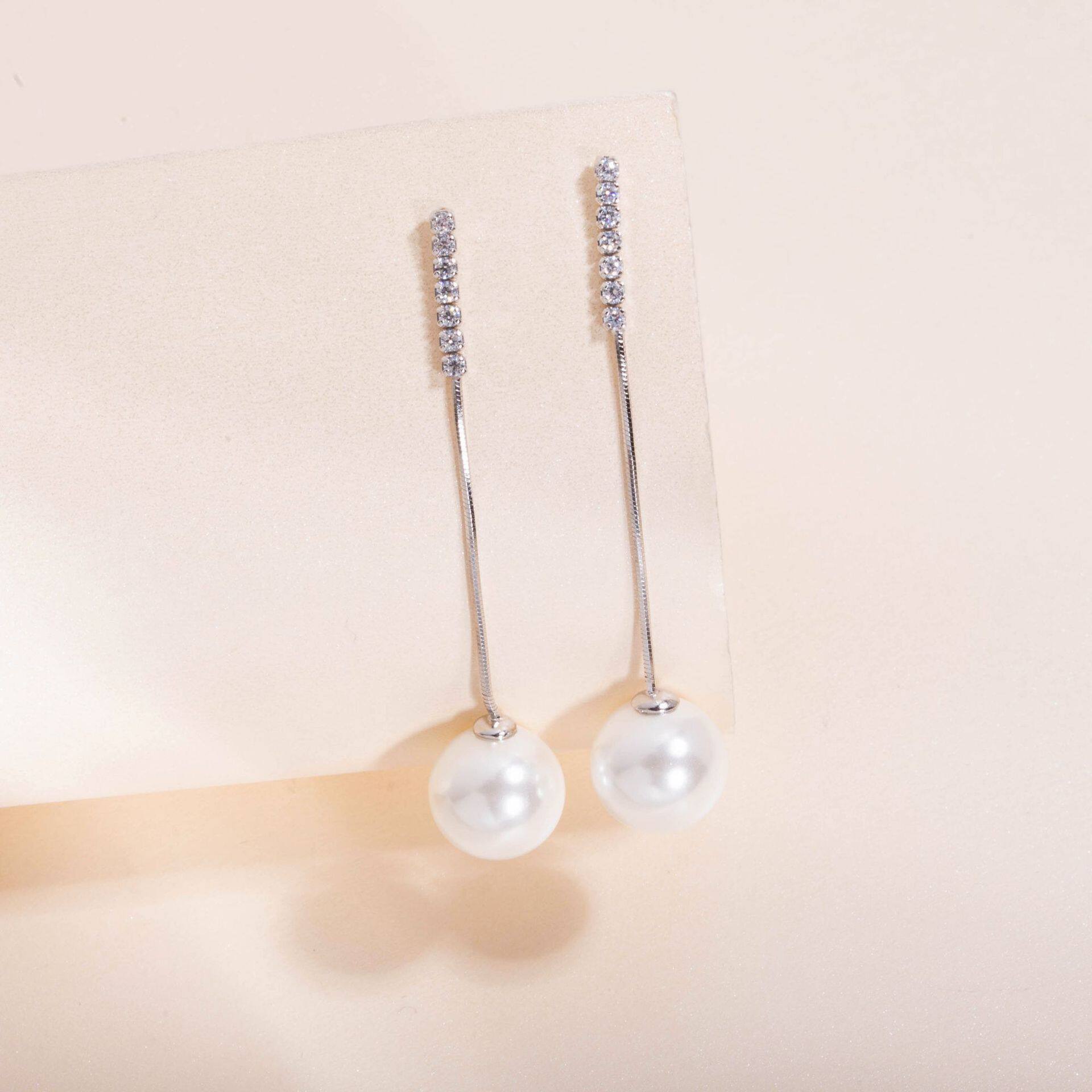 法国george melis水钻链条珍珠吊坠耳环s925银耳坠少女甜美超仙