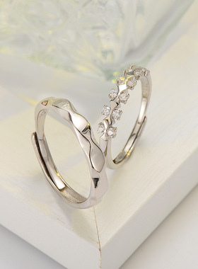 法国george melis范琦s925银为爱加冕情侣对戒素圈时尚小众轻