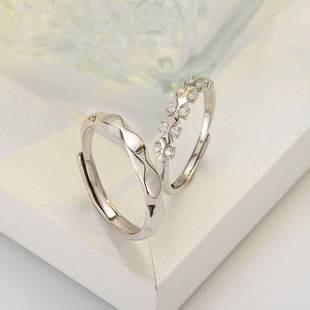 法国george melis范琦s925银为爱加冕情侣对戒素圈时尚小众轻