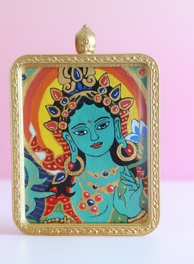 全手绘绿度母吊坠男女款