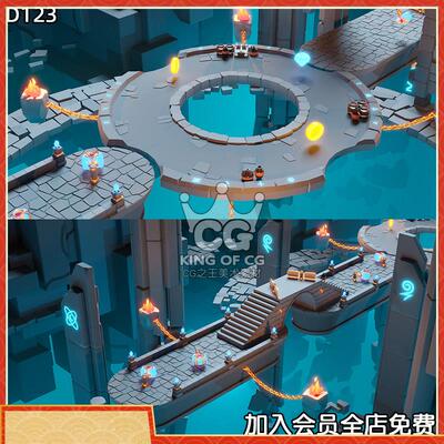 UE5虚幻4卡通地下城毛线闯关平台游戏场景Location 8 Underworld