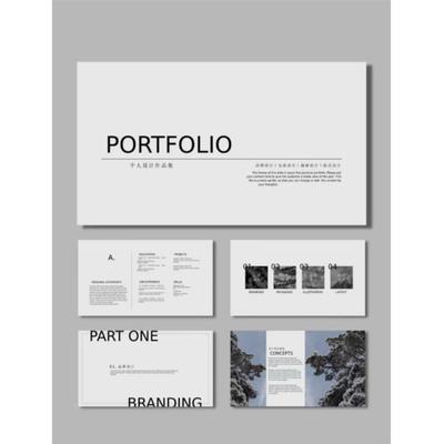 【作品集PPT模板4套】自我介绍平面设计作品集面试求职个人简历