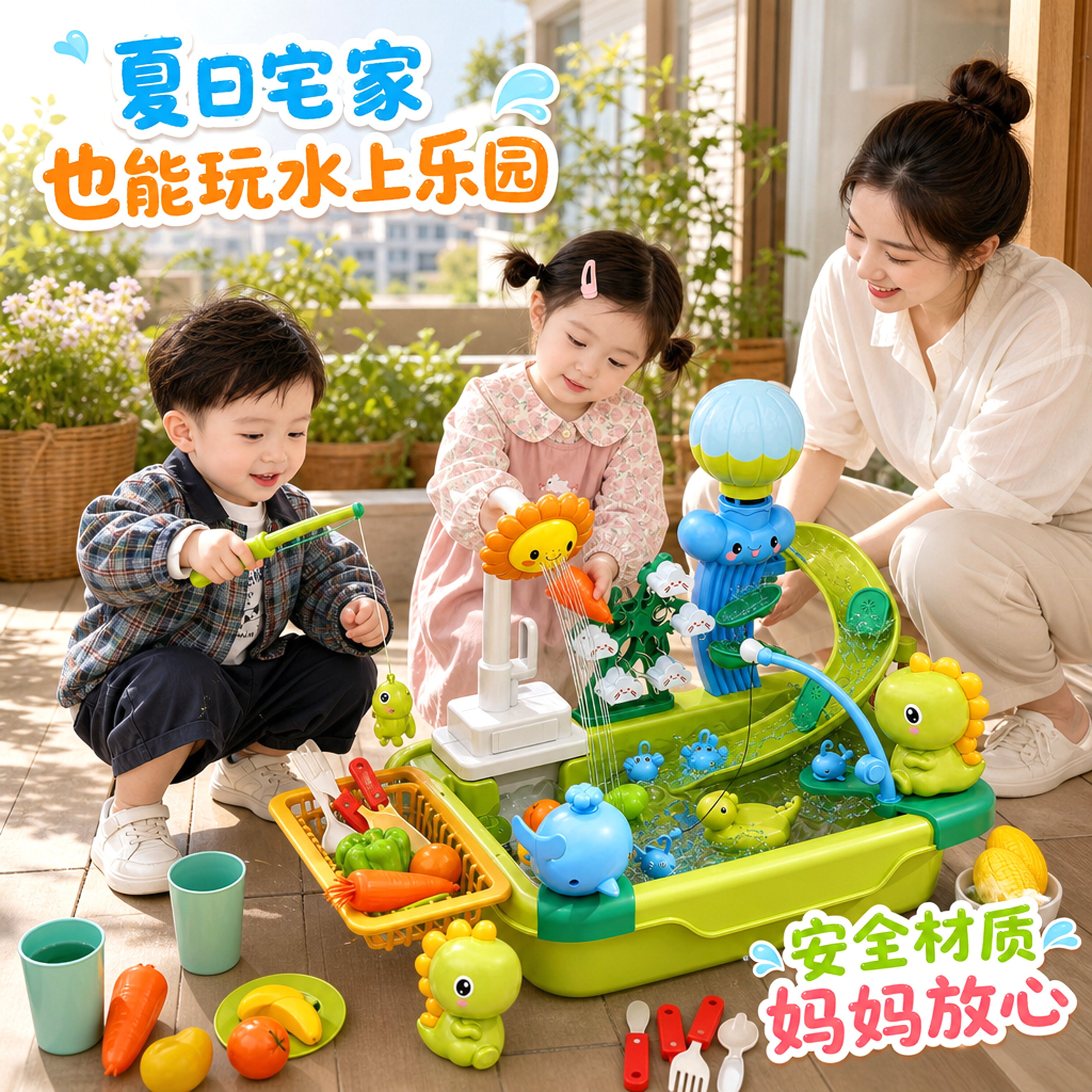 洗碗机夏季戏水池玩具女孩宝宝水上乐园循环出水盆六一儿童节礼物