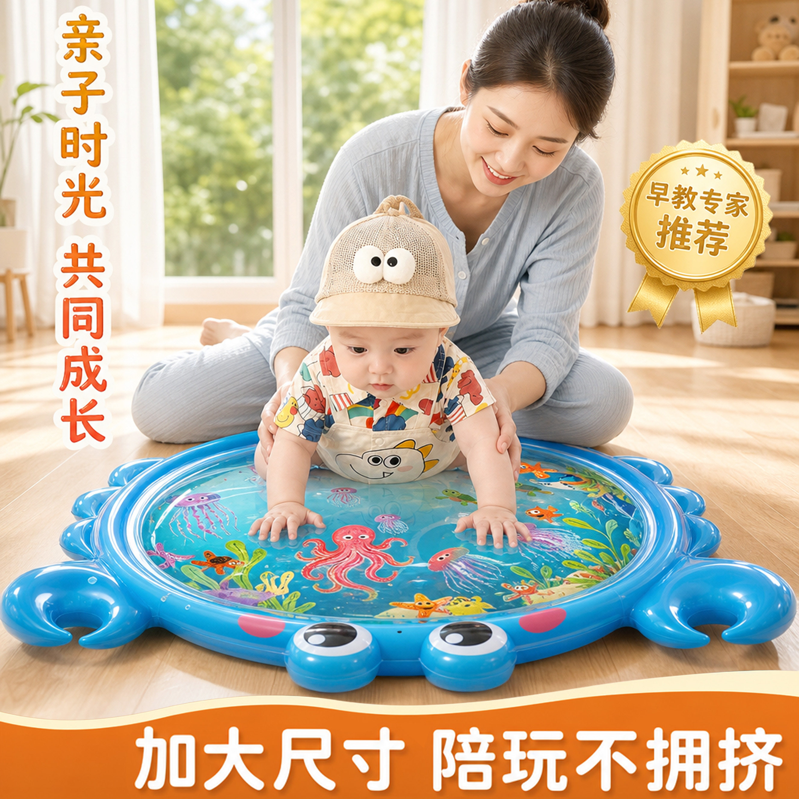 拍拍水垫宝宝大号加厚注水学爬垫夏季玩水床垫早教玩具婴儿踩水袋