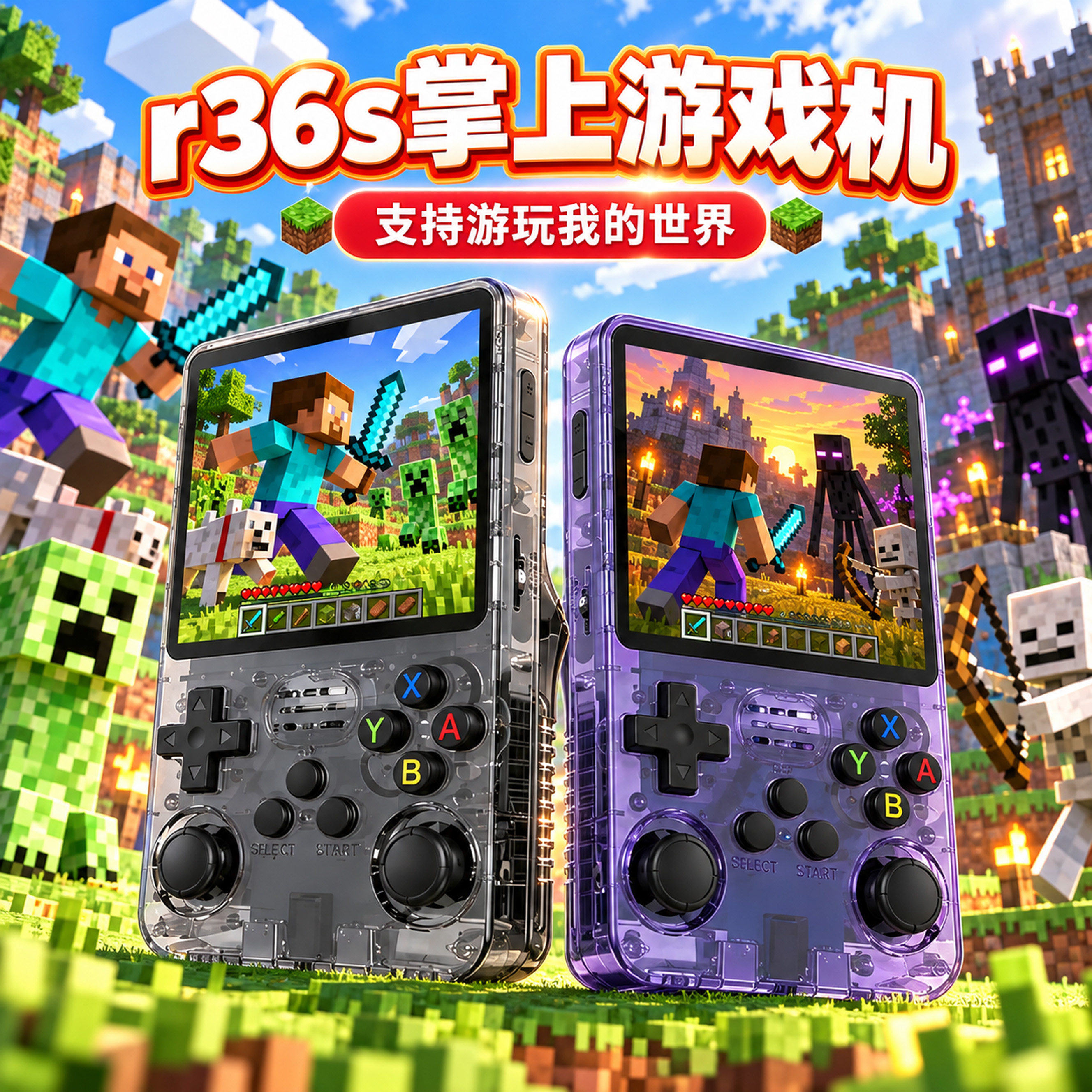 新款r36s开源掌上游戏机 便携复古街机游戏怀旧3d双系统掌机跨境