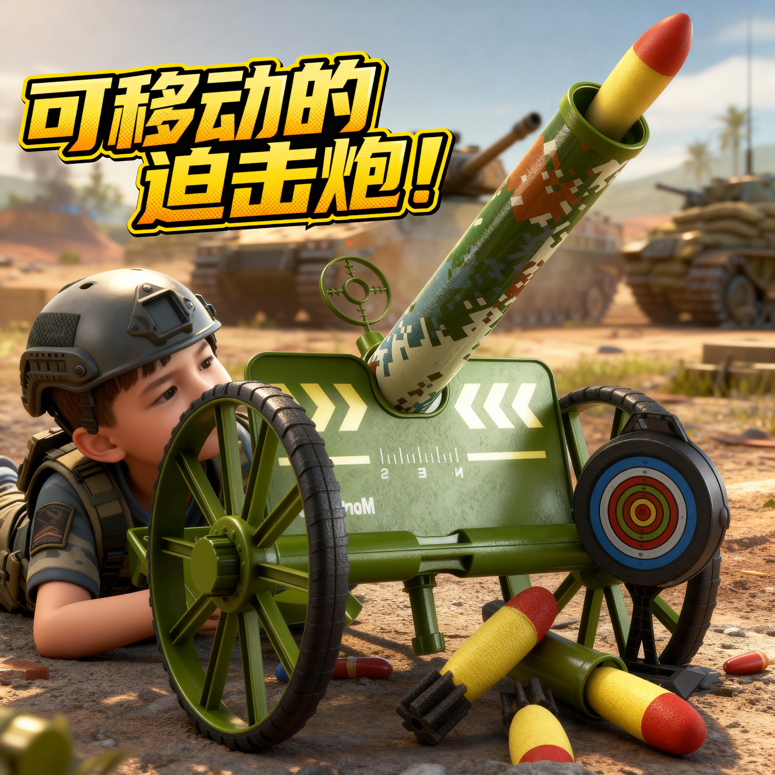 儿童迫击炮电动火箭发射车模型