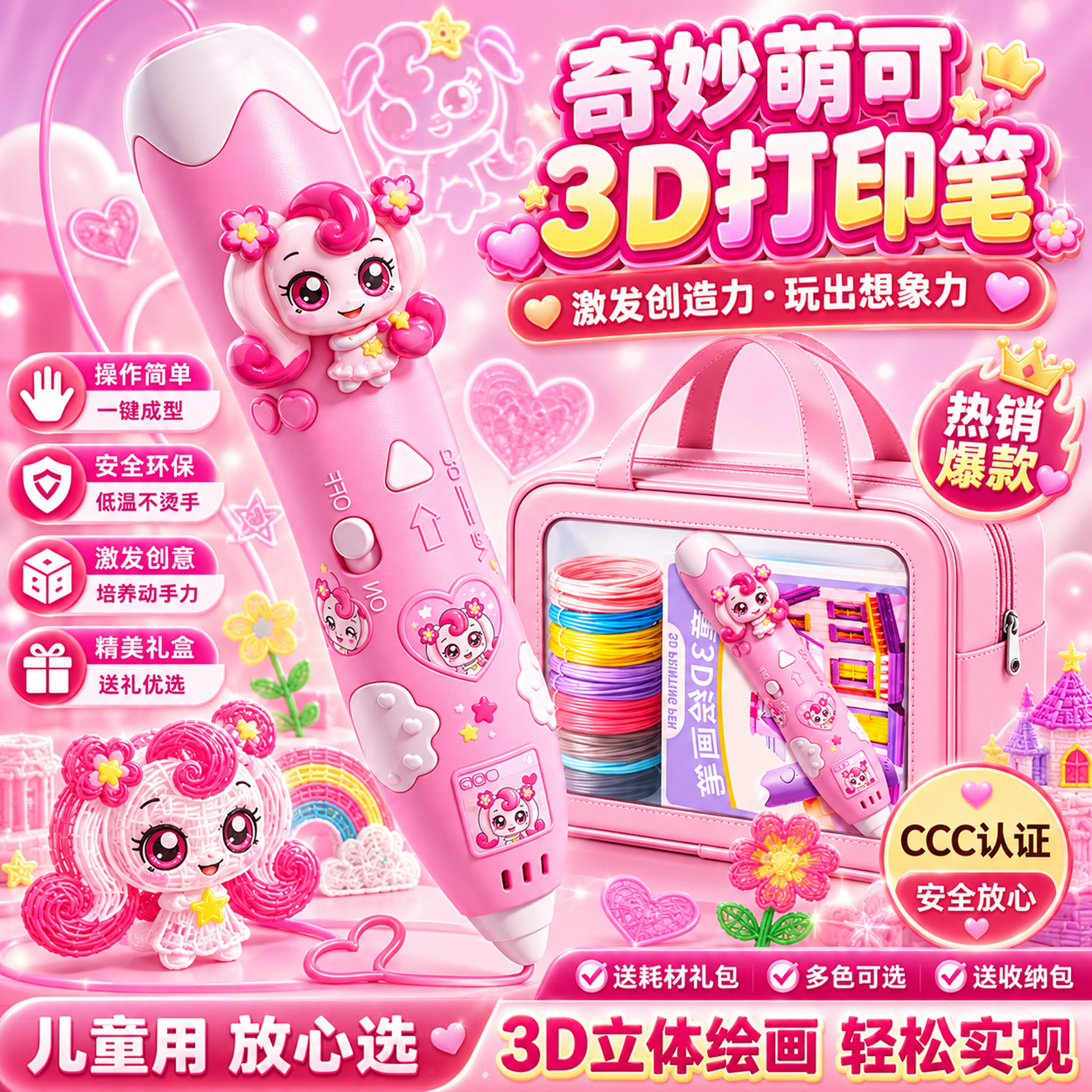 3d打印笔儿童款手工diy材料包小学生制作幼儿园男女孩益智玩具6岁