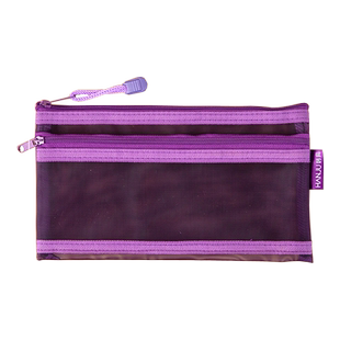 A6双层文件袋复古色系网纱笔袋小学生简约铅笔袋大容量高颜值户口本护照收纳袋零钱充电器耳机线护照a6拉链袋