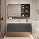 陶瓷一体圆角橡木浴室柜组合轻奢卫生间洗手盆侧柜洗脸盆柜洗漱台