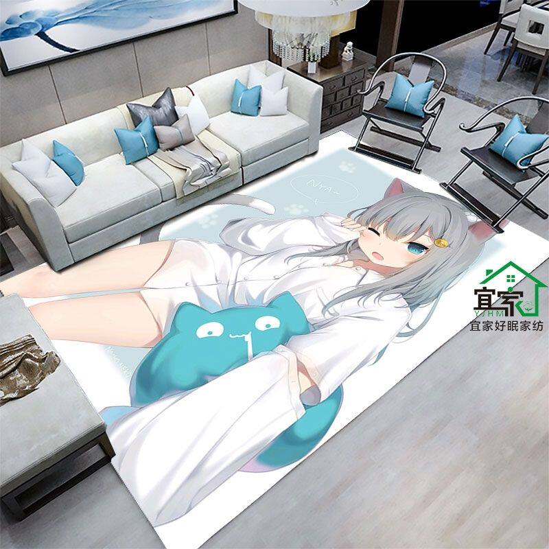2024新品羽雫客厅地毯儿童卧室床边脚垫二次元房间装饰日系美女玄