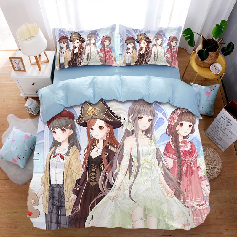 儿童卡通动漫手游奇迹暖暖全棉四件套啵啵女孩卧室纯棉床单三件套