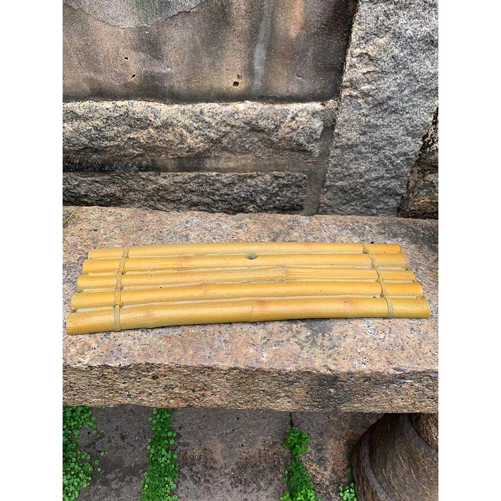 新中式彷真竹排石板材树脂垫板陶罐鱼池水缸流水摆件造景装饰品