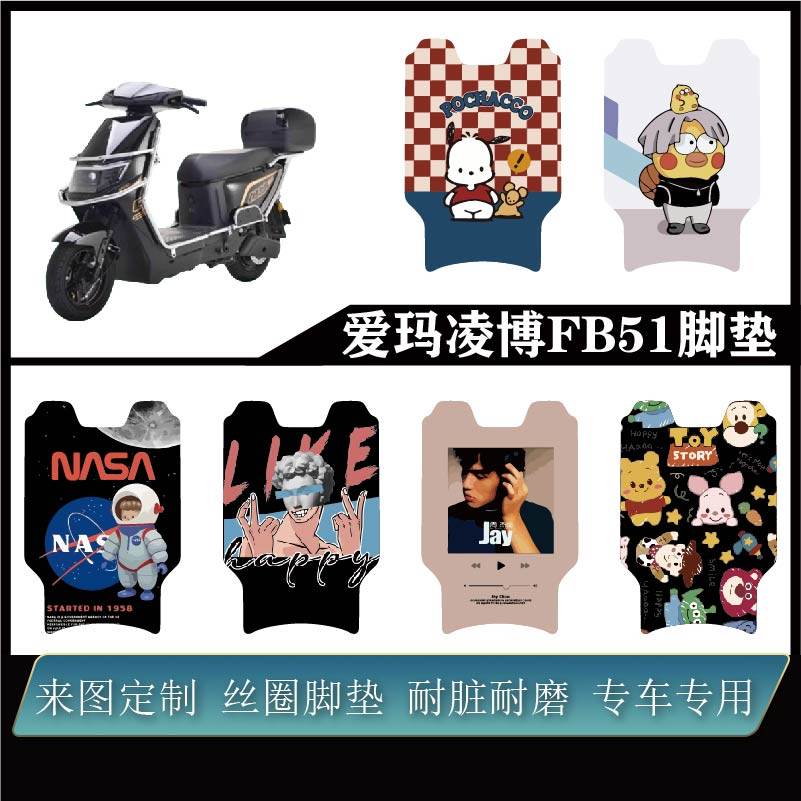 适用爱玛凌博FB51加厚丝圈可打理防水防滑耐脏耐磨来图可定制脚垫