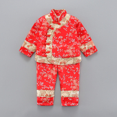 女宝宝生日礼服 3周岁女童汉服套装 女宝抓周服春秋绸缎唐装 1一2