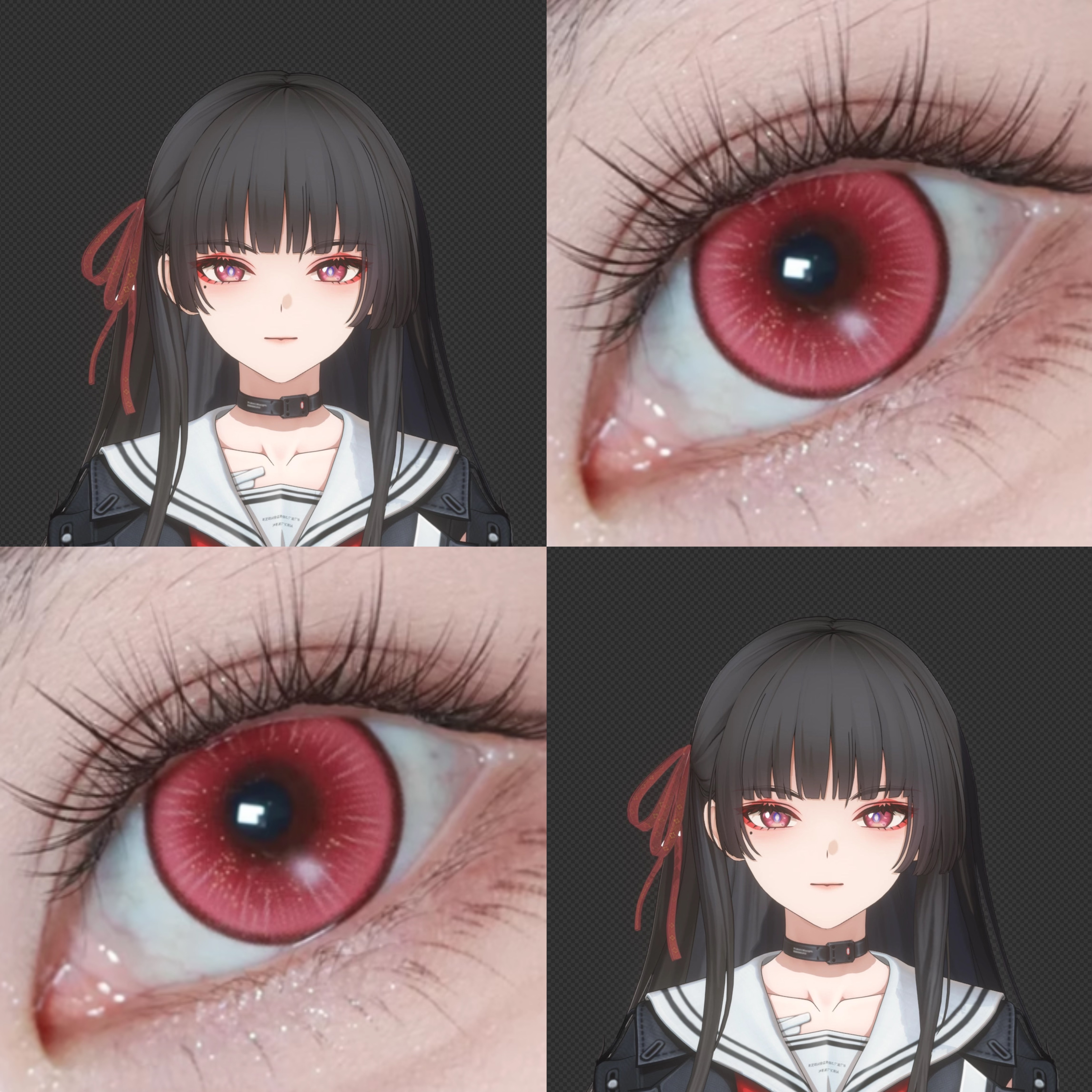 千咲cos美瞳日抛粉色鸣潮女砰砰玫草莓粉血红光环萤火黛粉显色JA