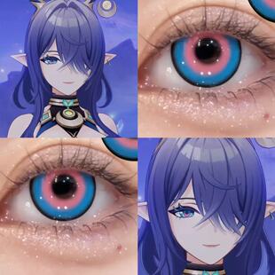 菈乌玛cos美瞳原神蓝粉色兔子洞miku热带鱼蓝溏心珠蓝蓝色日抛JA