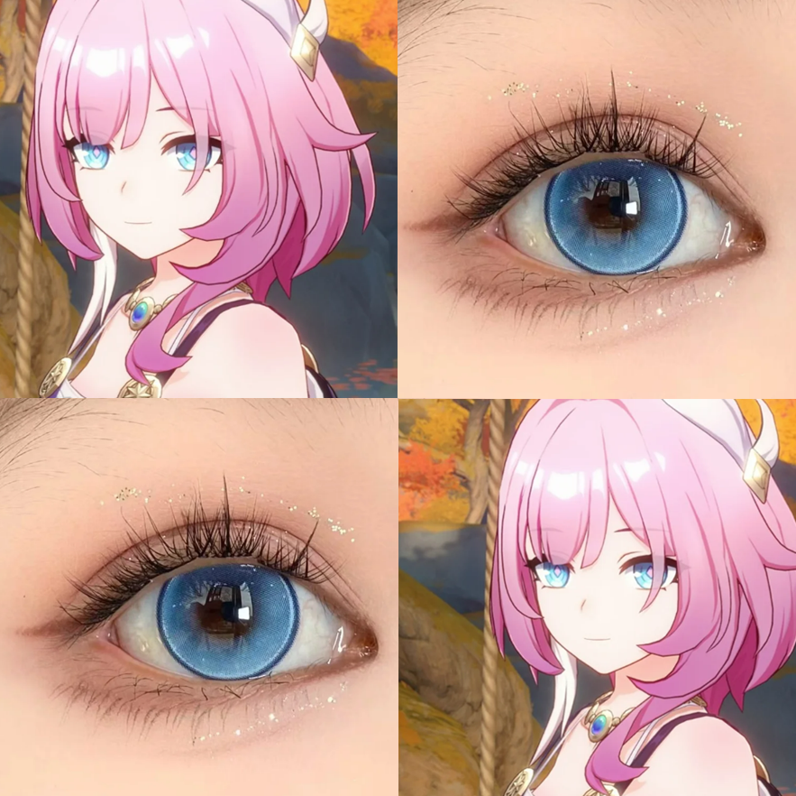 昔涟cos美瞳蓝色日抛崩坏星穹铁道蓝海秘境蓝色光晕女显色半年JA