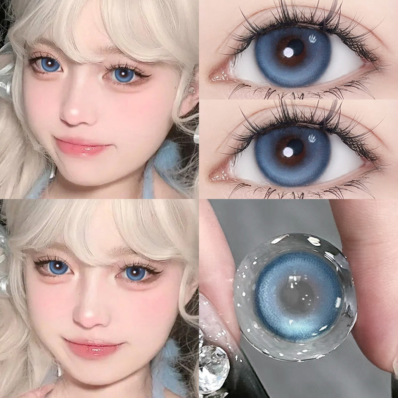 kumiluo新款蓝色美瞳蓝椰奶冻大直径混血COS近视隐形眼镜AXO